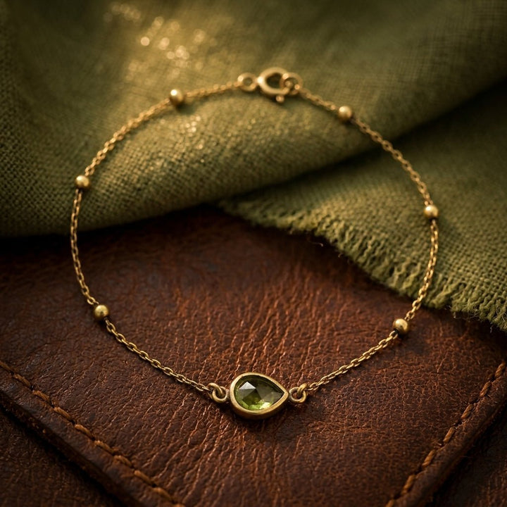 Damla Zirkon Doğum Taşlı Top Zincirli 925 Ayar Gümüş Bileklik LuvianaJewelry