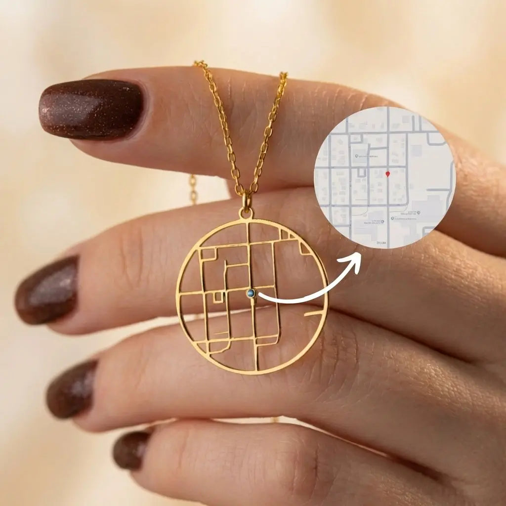 Harita Kolye - Konum Kolye LuvianaJewelry