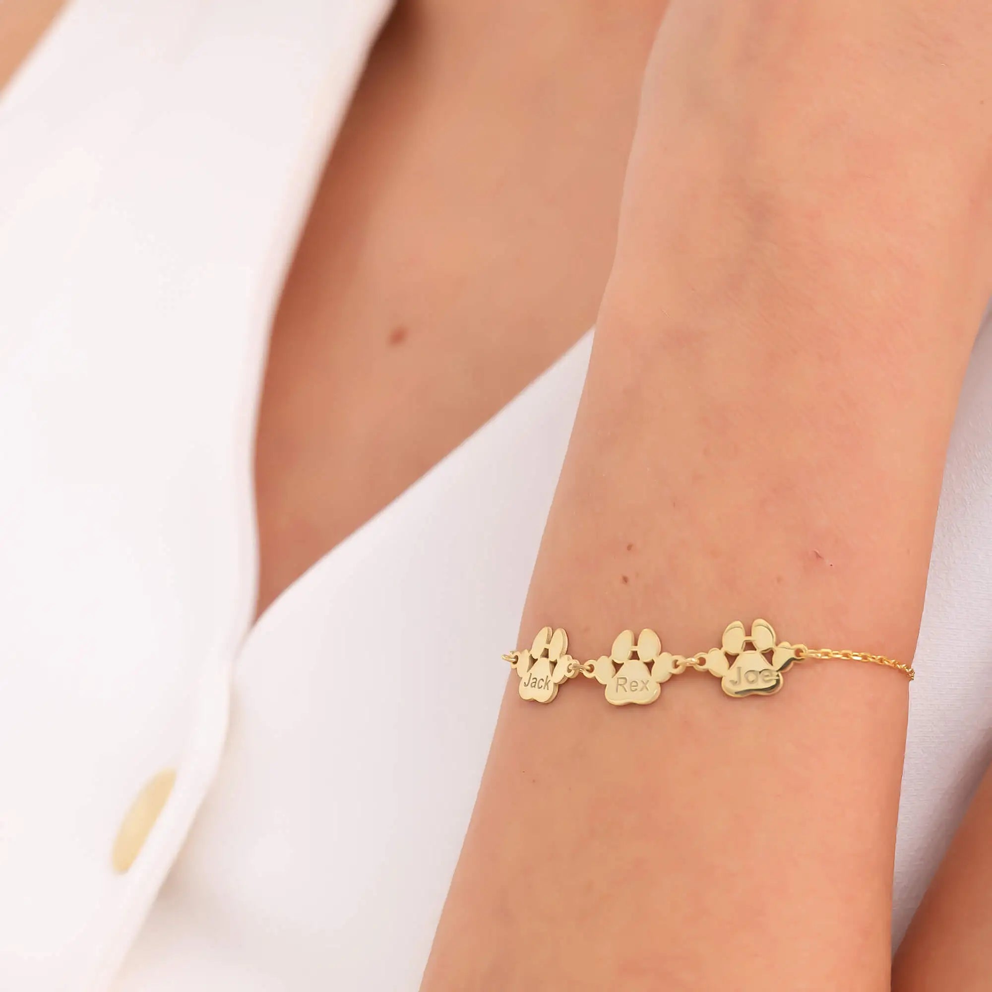 Kişiye Özel İsim Yazılı Pati 925 Ayar Gümüş Bileklik LuvianaJewelry