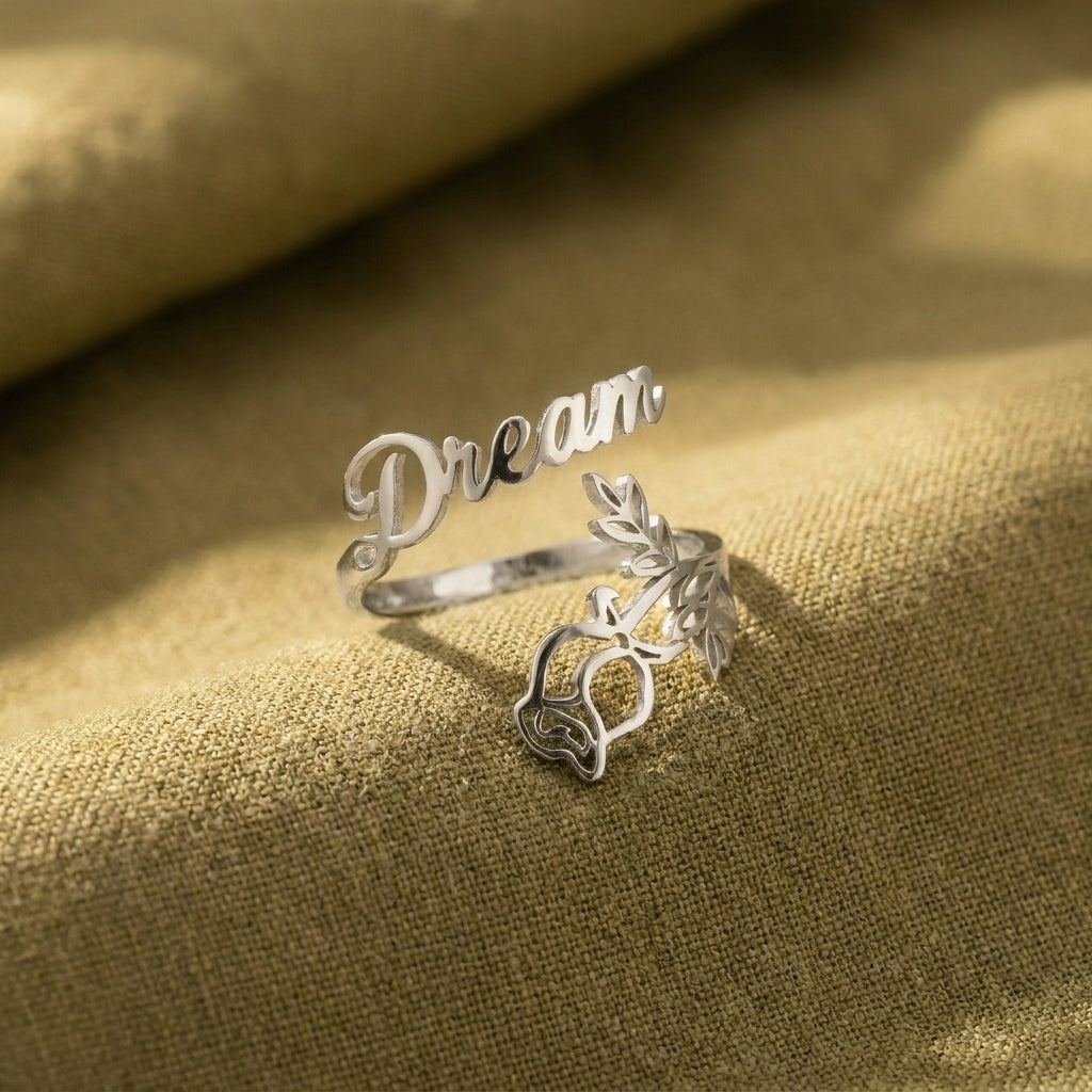 İsimli ve Doğum Çiçekli Gümüş Yüzük LuvianaJewelry
