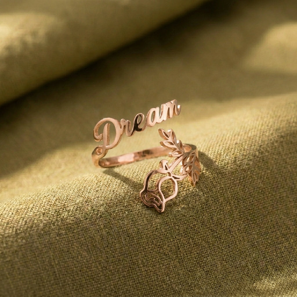 İsimli ve Doğum Çiçekli Gümüş Yüzük LuvianaJewelry