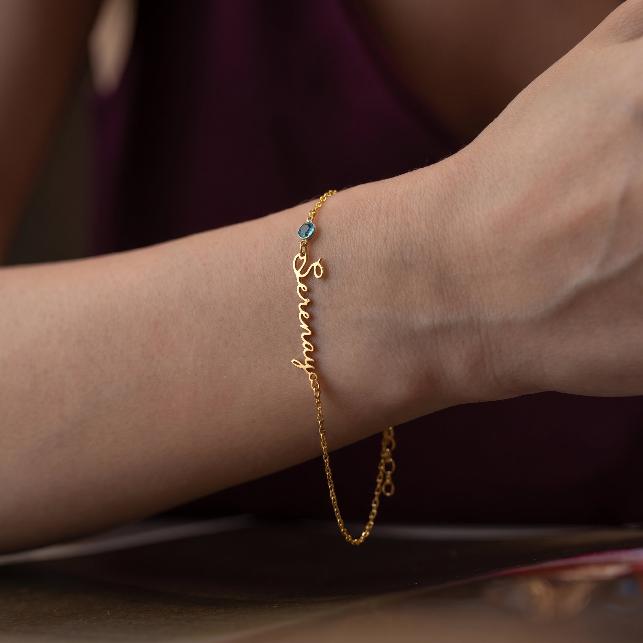 Kişiye Özel İsimli ve Doğum Taşlı 925 Ayar Gümüş Bileklik LuvianaJewelry