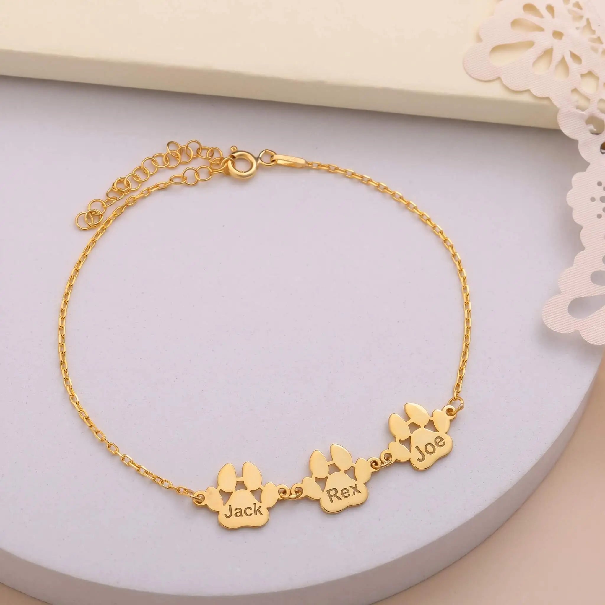 Kişiye Özel İsim Yazılı Pati 925 Ayar Gümüş Bileklik LuvianaJewelry