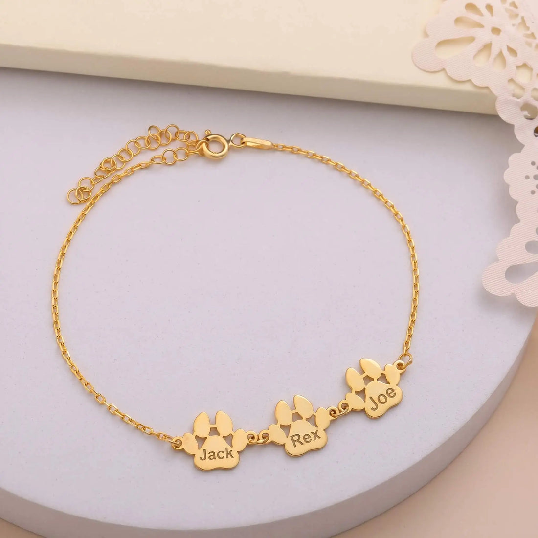 Kişiye Özel İsim Yazılı Pati 925 Ayar Gümüş Bileklik LuvianaJewelry