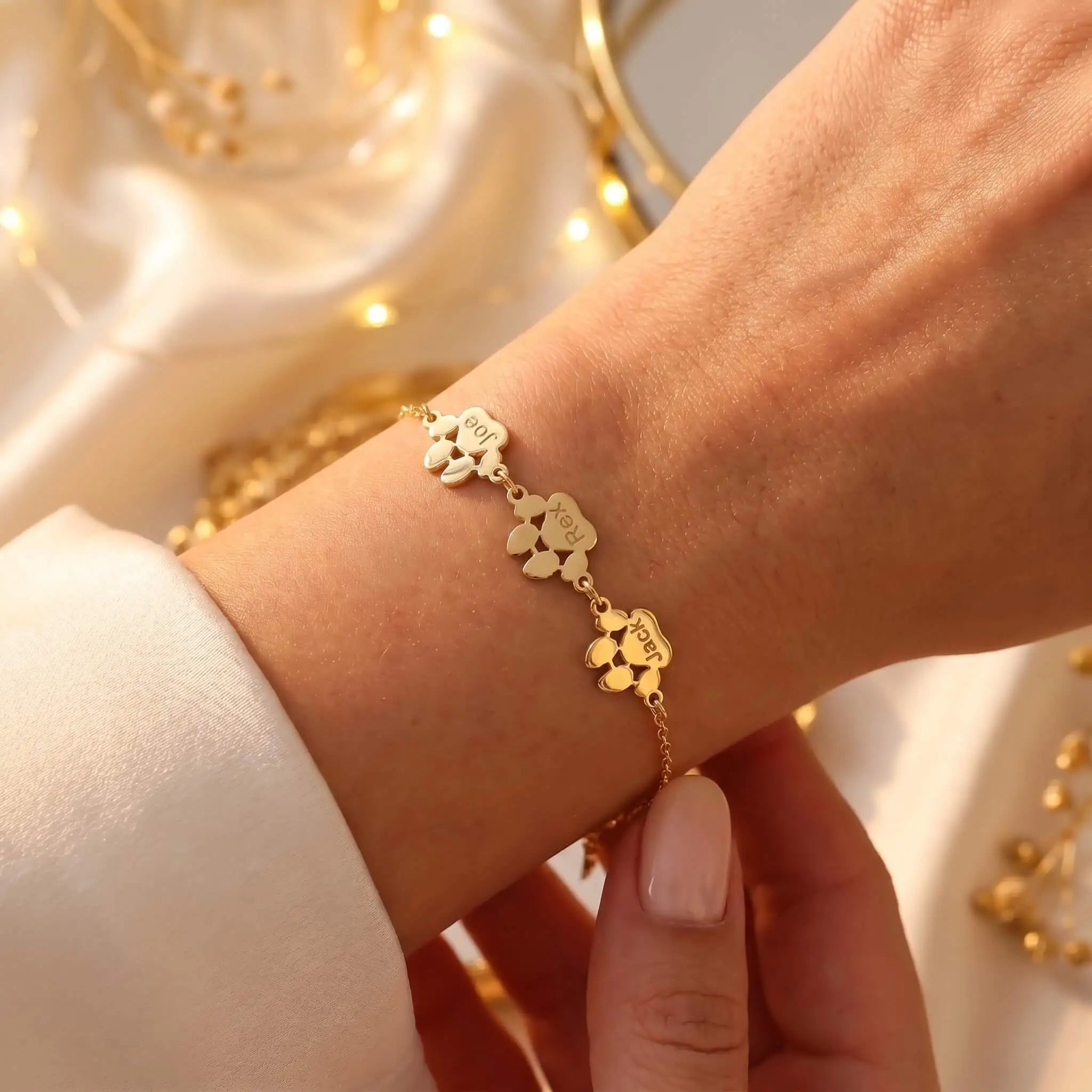 Kişiye Özel İsim Yazılı Pati 925 Ayar Gümüş Bileklik LuvianaJewelry