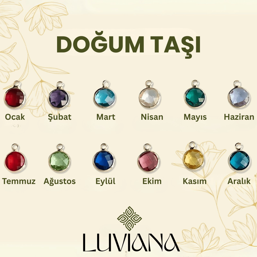 Kişiselleştirilmiş Doğum Çiçeği ve Doğum Taşlı 925 Ayar Gümüş Yüzük LuvianaJewelry