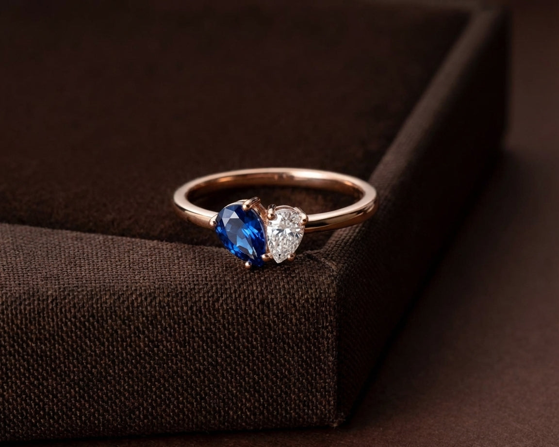 Damla Kesim Doğum Taşlı Toi et Moi Sevgili Yüzüğü LuvianaJewelry