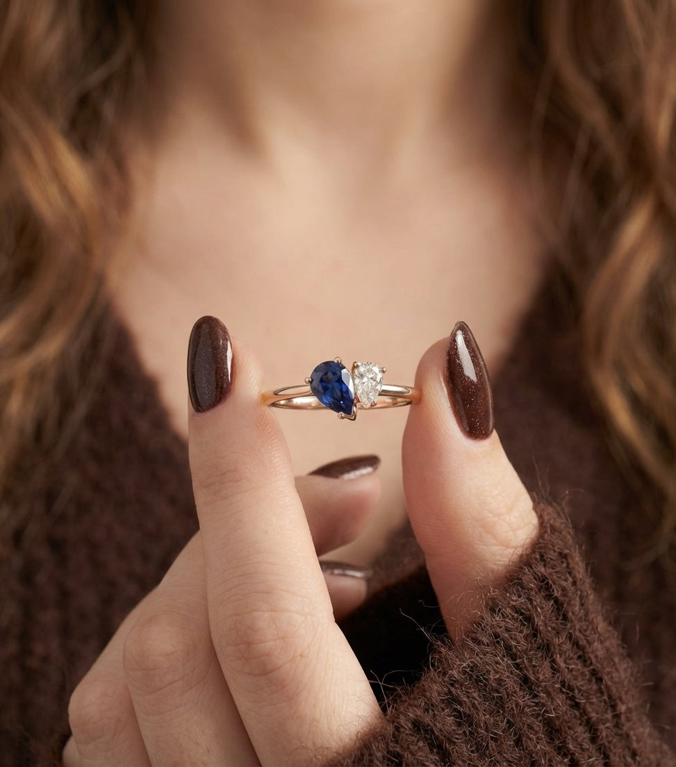 Damla Kesim Doğum Taşlı Toi et Moi Sevgili Yüzüğü LuvianaJewelry