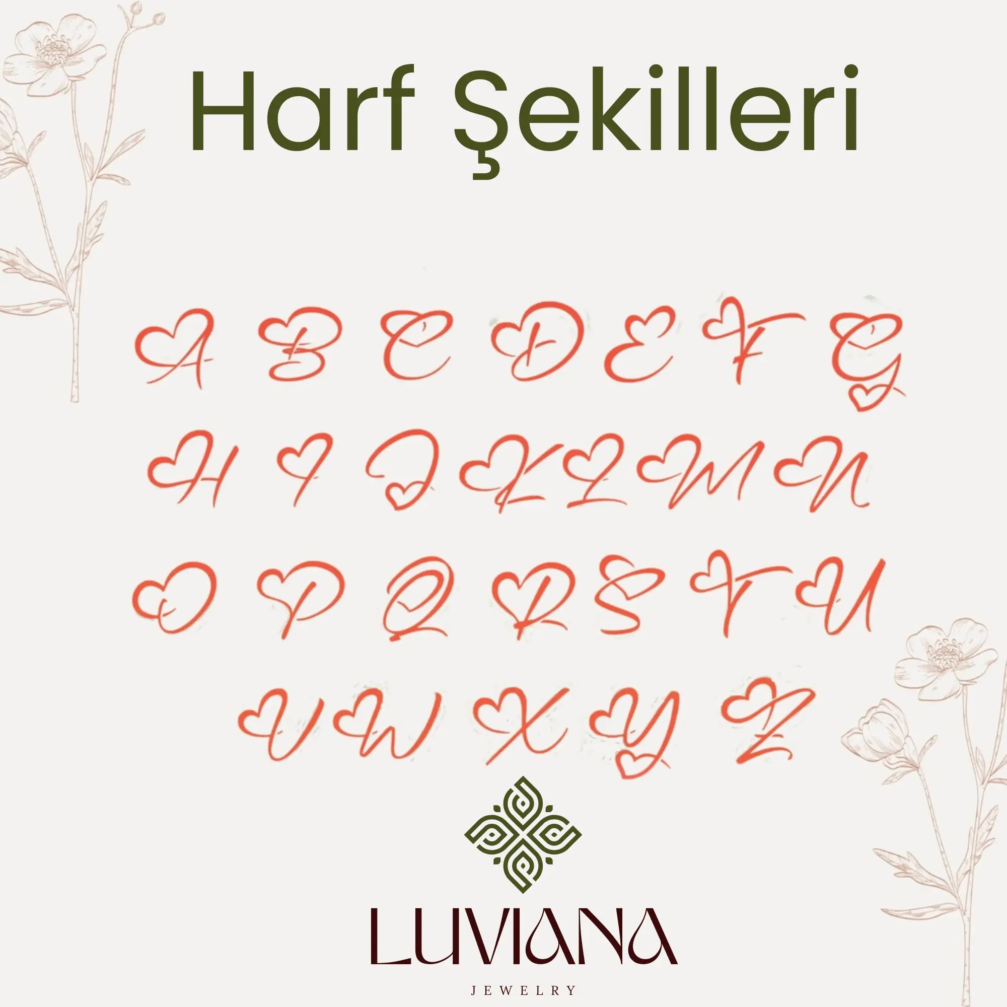 Kalp Detaylı 925 Ayar Gümüş Harf Kolye LuvianaJewelry