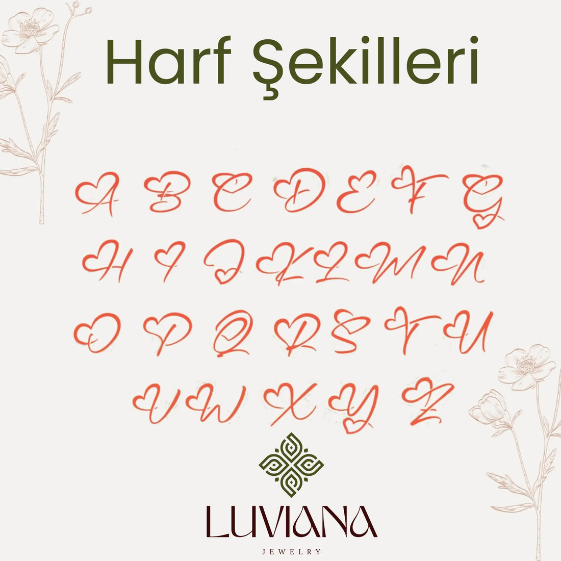Kalp Detaylı 925 Ayar Gümüş Harf Kolye LuvianaJewelry