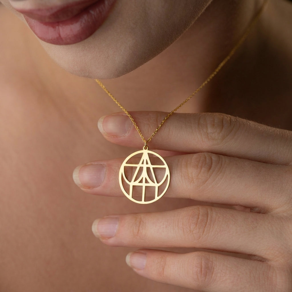 Minimalist Geometrik Logolu İsme Özel Tasarım Gümüş Kolye LuvianaJewelry