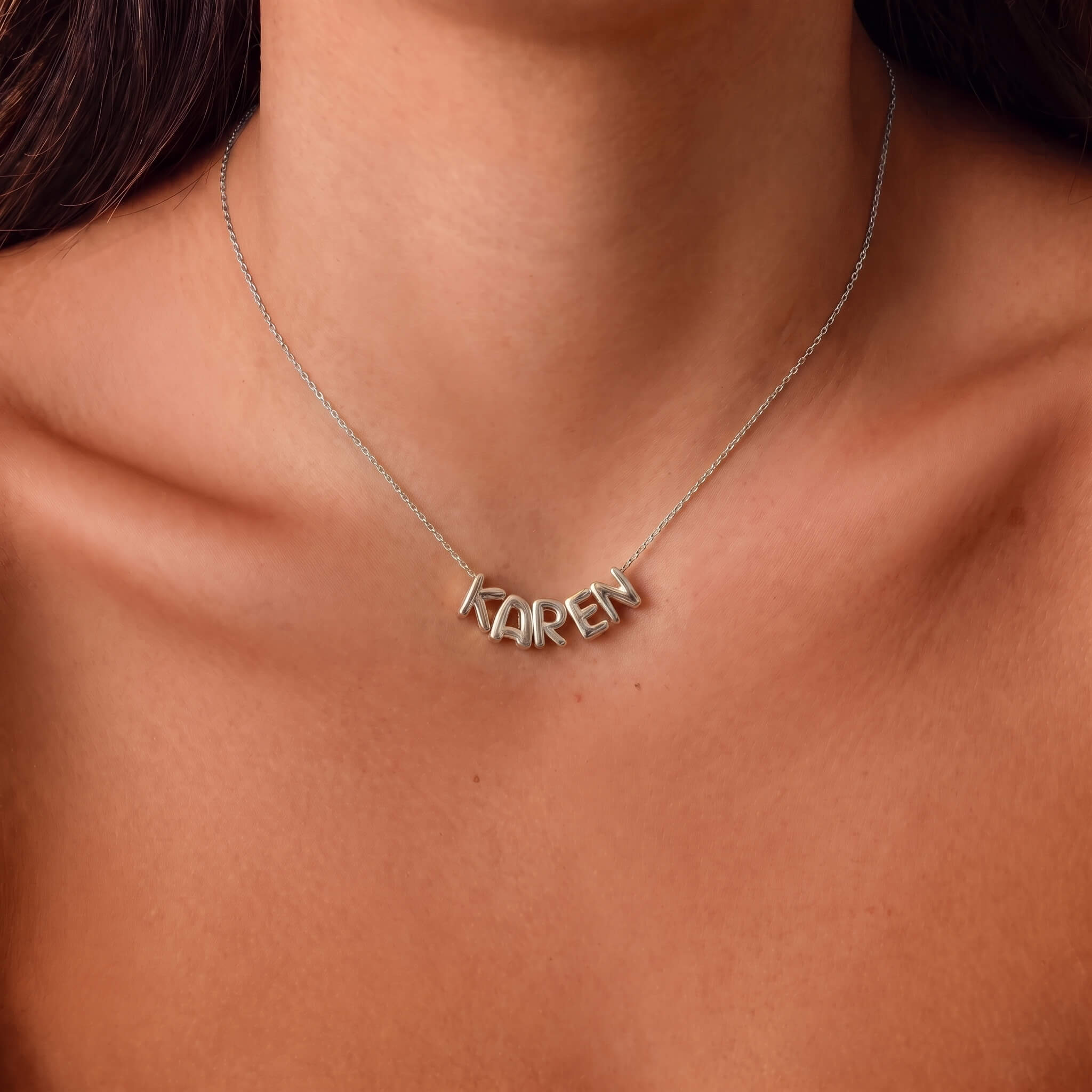 Kişiselleştirilebilir Balon Harf İsimli Kolye | 925 Ayar Gümüş LuvianaJewelry