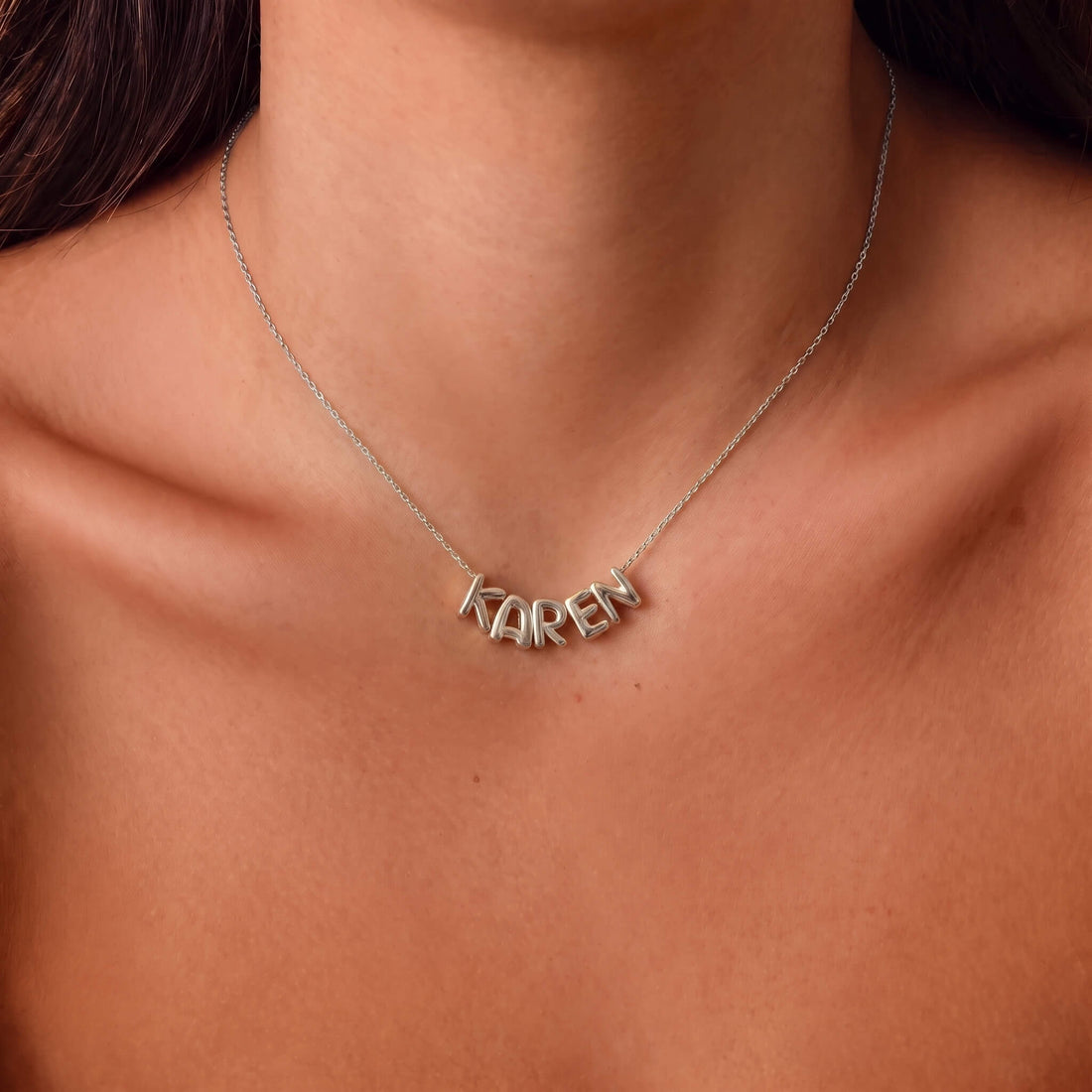 Kişiselleştirilebilir Balon Harf İsimli Kolye | 925 Ayar Gümüş LuvianaJewelry