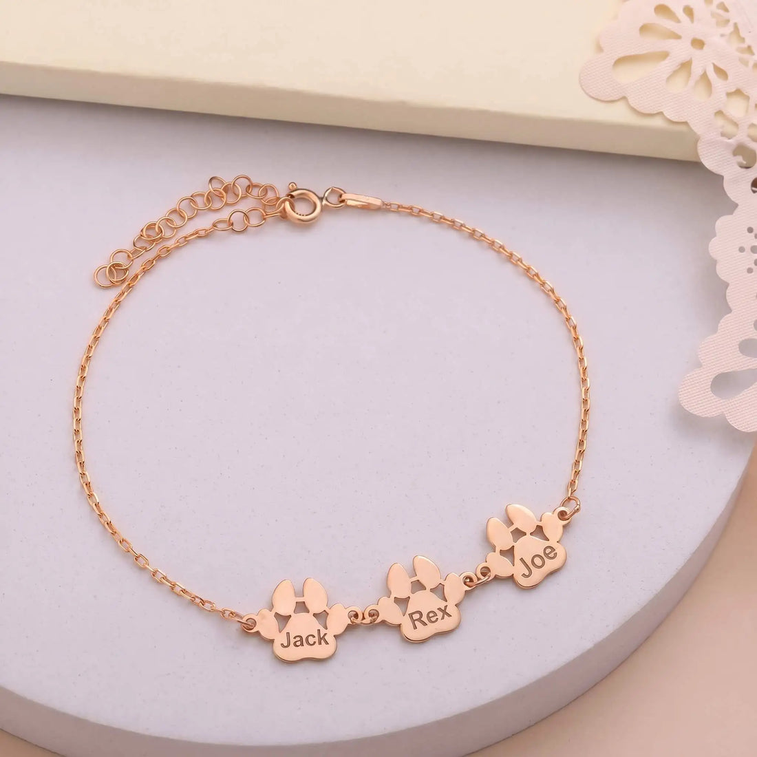 Kişiye Özel İsim Yazılı Pati 925 Ayar Gümüş Bileklik LuvianaJewelry