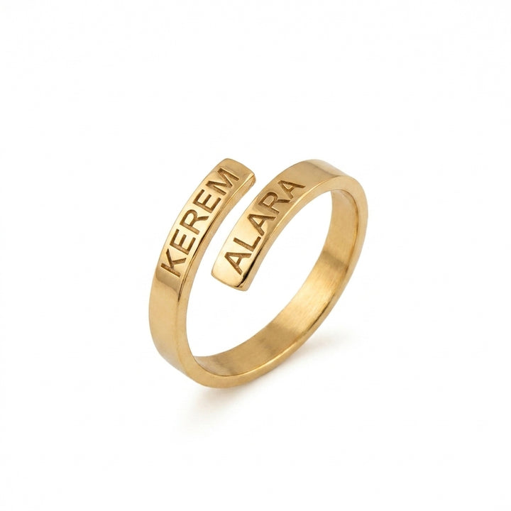 İki İsimli Sarmal Yüzük - Çift İsimli Sarmal Yüzük LuvianaJewelry
