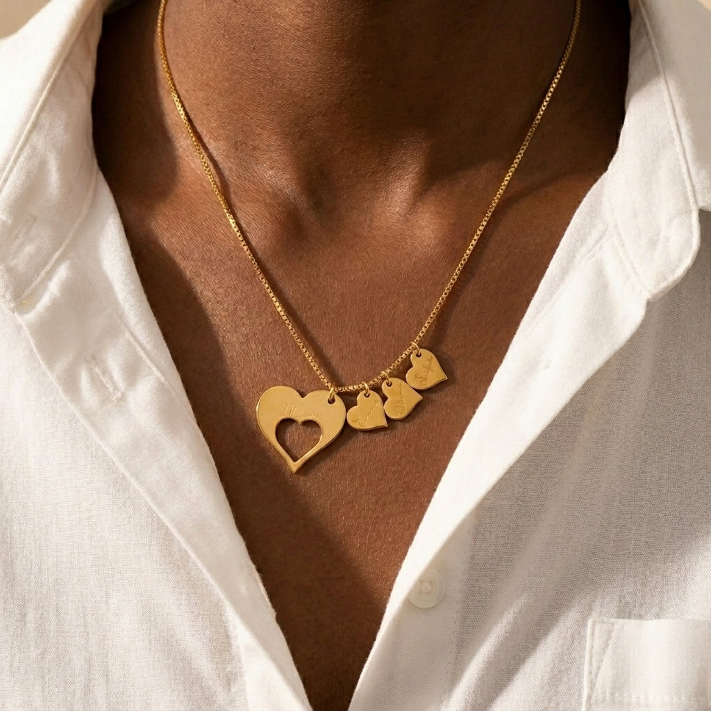Kişiye Özel Kalpli Anne ve Çocuk İsim Kolyesi LuvianaJewelry