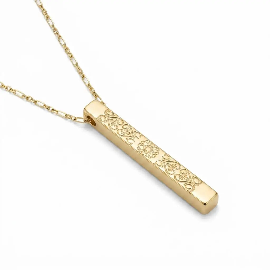 Kişiye Özel Lazer Kazımalı 925 Ayar Gümüş Bar Kolye LuvianaJewelry