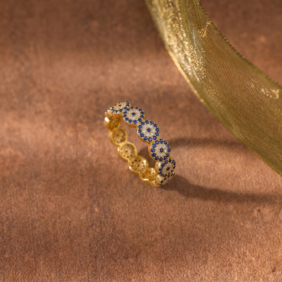 Sıralı Nazar Boncuklu Yüzük | 14 Ayar Altın Kaplama LuvianaJewelry