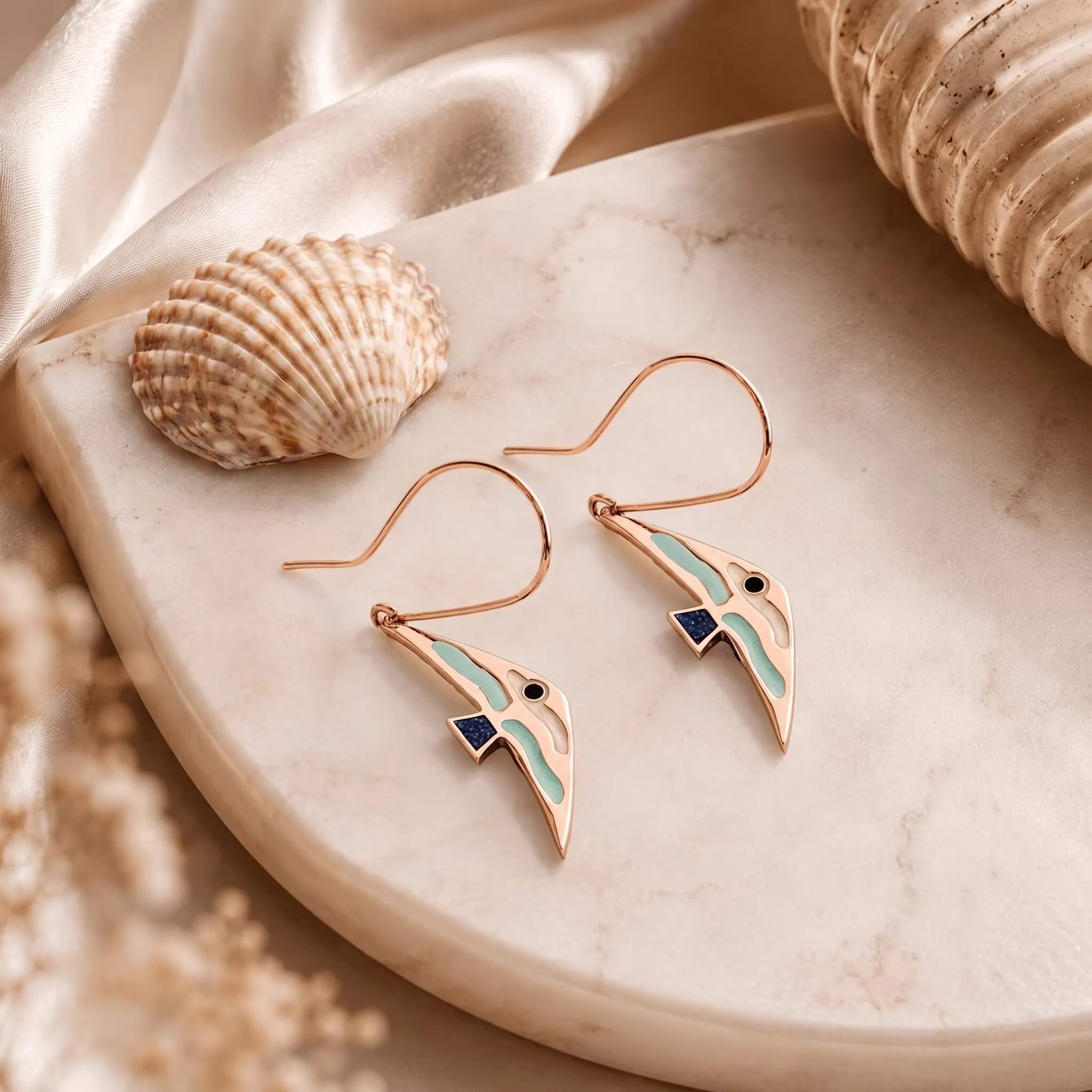 925 Ayar Gümüş Balık Figürlü Sallantılı Küpe (Altın, Rose ve Gümüş Seçenekli) LuvianaJewelry