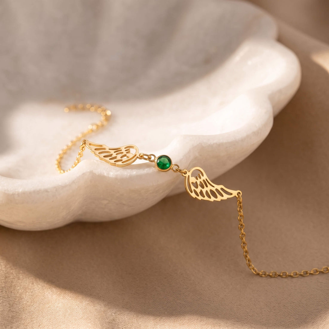 Zirkon Doğum Taşlı Melek Kanadı 925 Ayar Gümüş Bileklik LuvianaJewelry