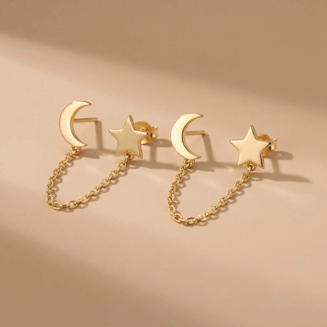 Zincirli Ay Yıldız 925 Ayar Gümüş Küpe LuvianaJewelry