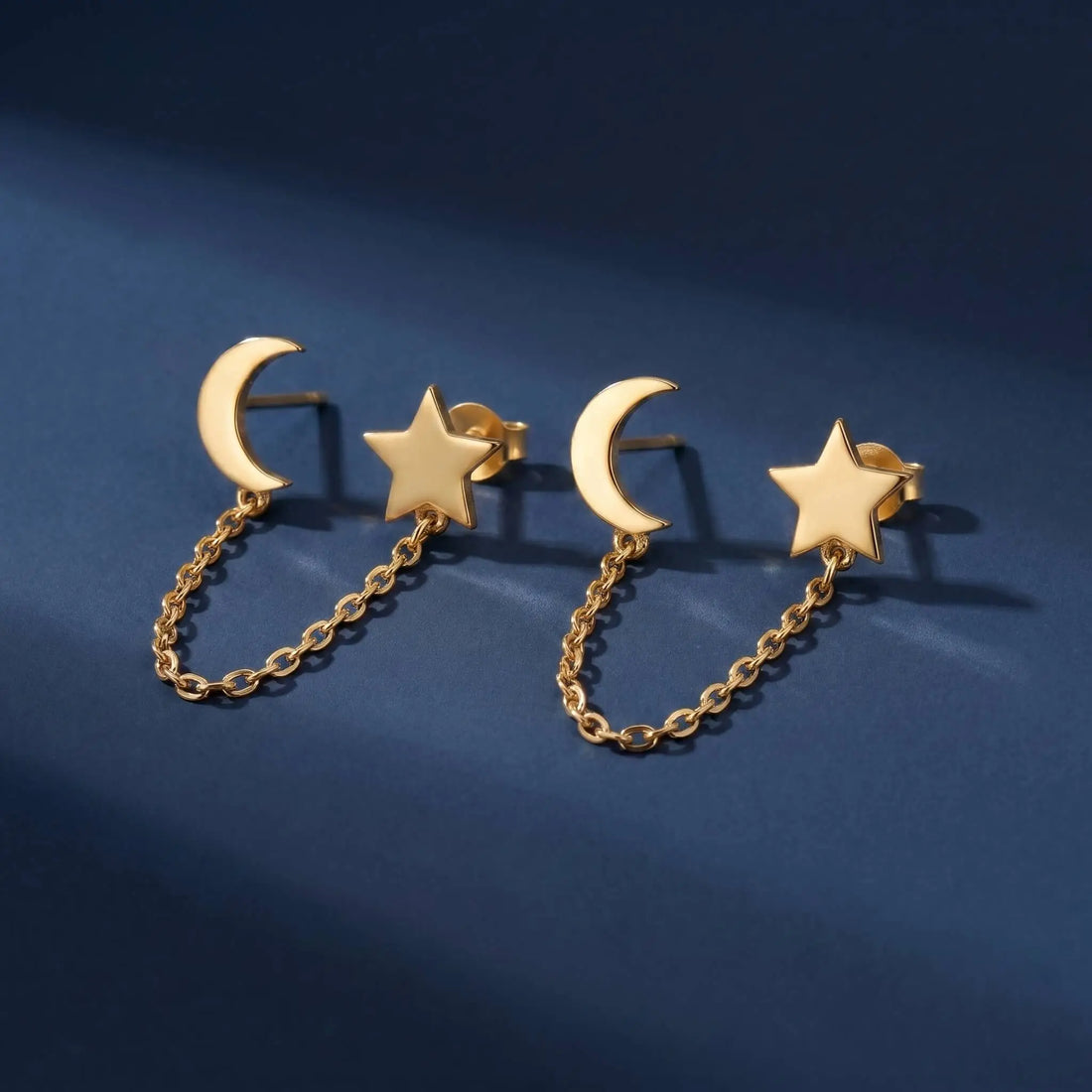 Zincirli Ay Yıldız 925 Ayar Gümüş Küpe LuvianaJewelry