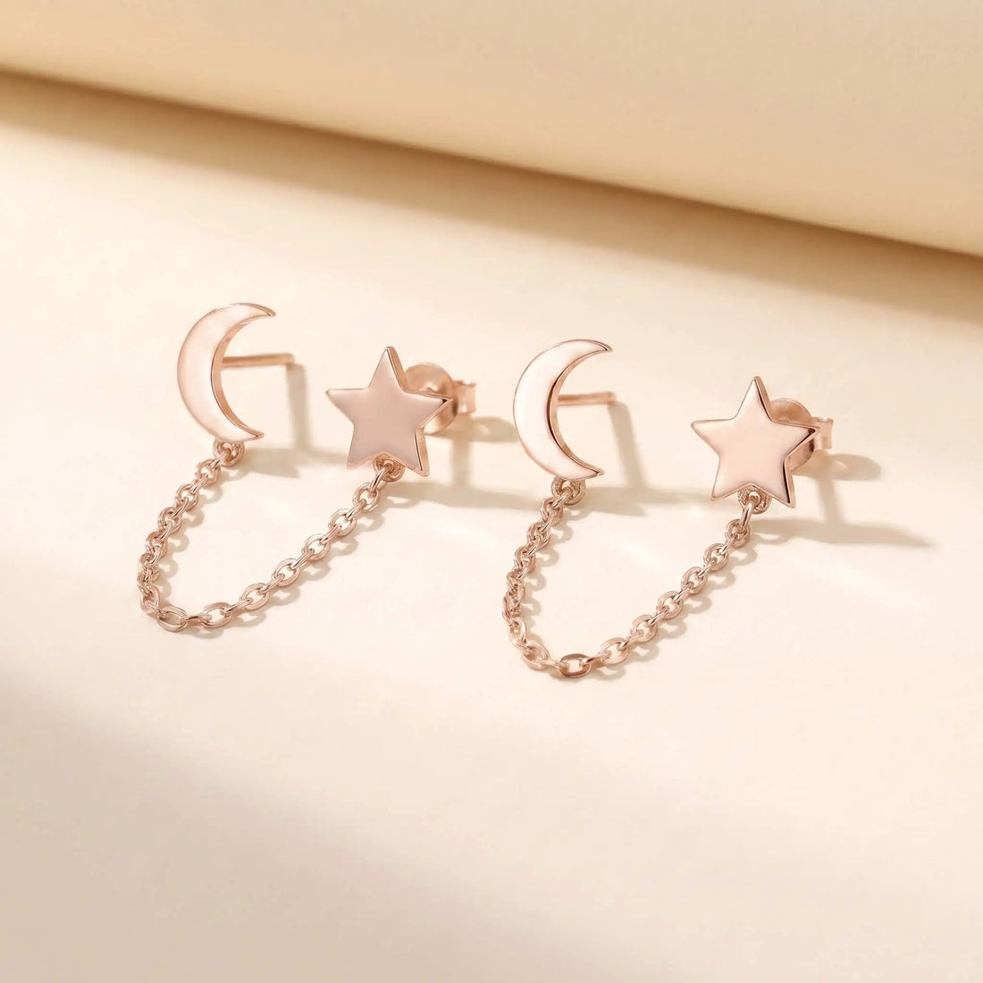 Zincirli Ay Yıldız 925 Ayar Gümüş Küpe LuvianaJewelry