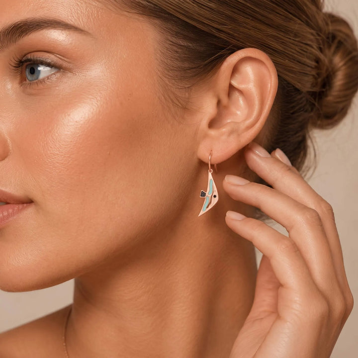 925 Ayar Gümüş Balık Figürlü Sallantılı Küpe (Altın, Rose ve Gümüş Seçenekli) LuvianaJewelry