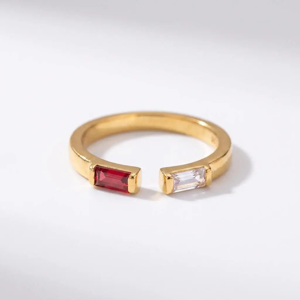 Sevgiliye Özel İki Taşlı Baget Doğum Taşı Yüzüğü (Rose Gold / Altın / Gümüş) LuvianaJewelry
