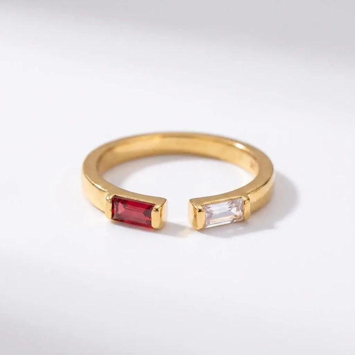Sevgiliye Özel İki Taşlı Baget Doğum Taşı Yüzüğü (Rose Gold / Altın / Gümüş) LuvianaJewelry