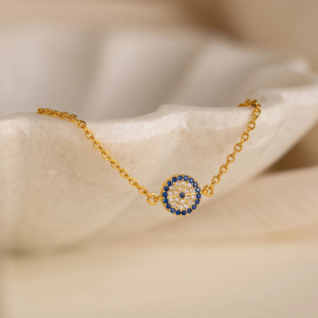 Nazar Boncuklu Zincir Bileklik | 14 Ayar Altın Kaplama LuvianaJewelry