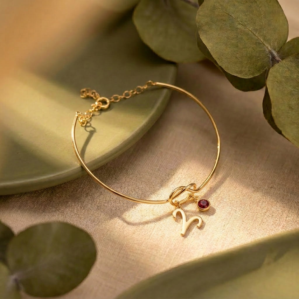 Taşlı Burç Bileklik - 14 Ayar Altın Kaplama Gümüş Bileklik LuvianaJewelry