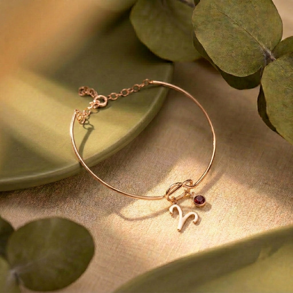 Taşlı Burç Bileklik - 14 Ayar Altın Kaplama Gümüş Bileklik LuvianaJewelry