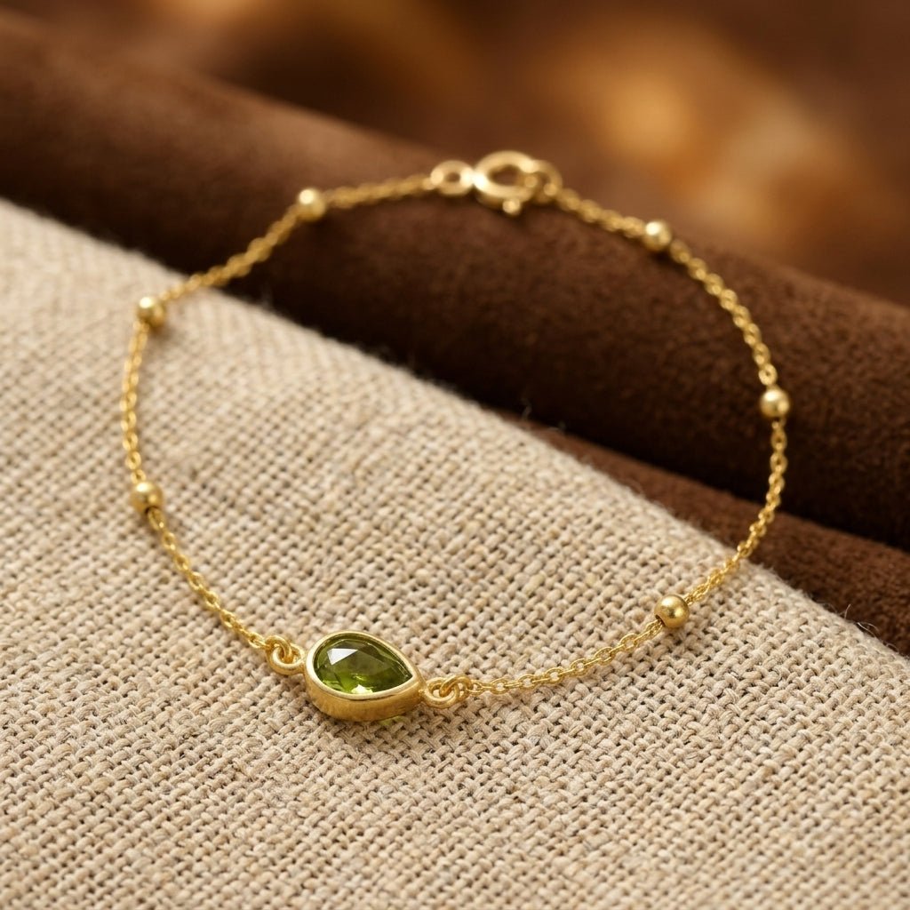 Damla Zirkon Doğum Taşlı Top Zincirli 925 Ayar Gümüş Bileklik LuvianaJewelry
