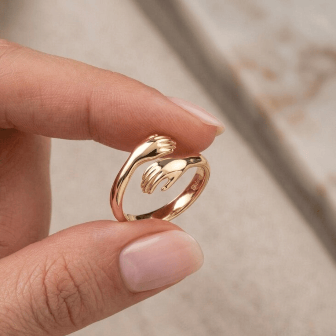 Sarılan Eller 925 Ayar Gümüş Yüzük - Ayarlanabilir Sarılma Yüzüğü LuvianaJewelry