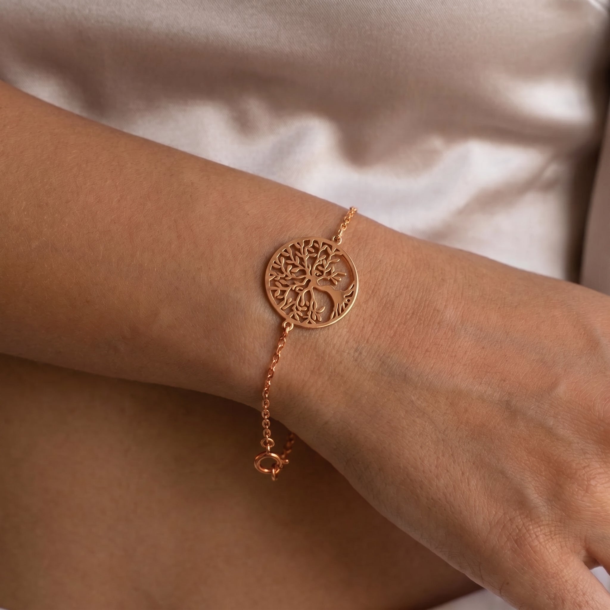 Yaşam Ağacı Kadın Gümüş Bileklik - Hayat Ağacı Bileklik LuvianaJewelry
