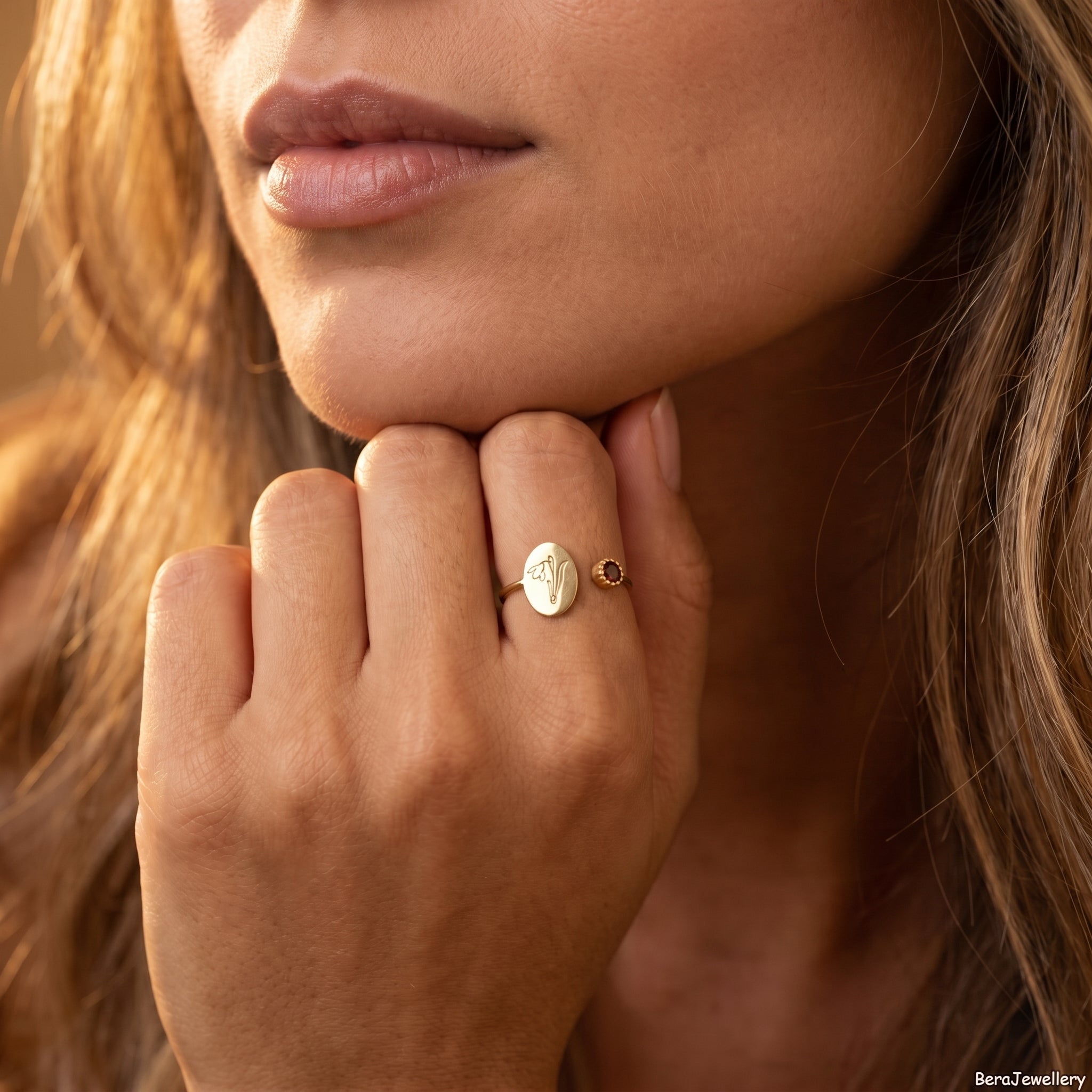 Kişiselleştirilmiş Doğum Çiçeği ve Doğum Taşlı 925 Ayar Gümüş Yüzük LuvianaJewelry