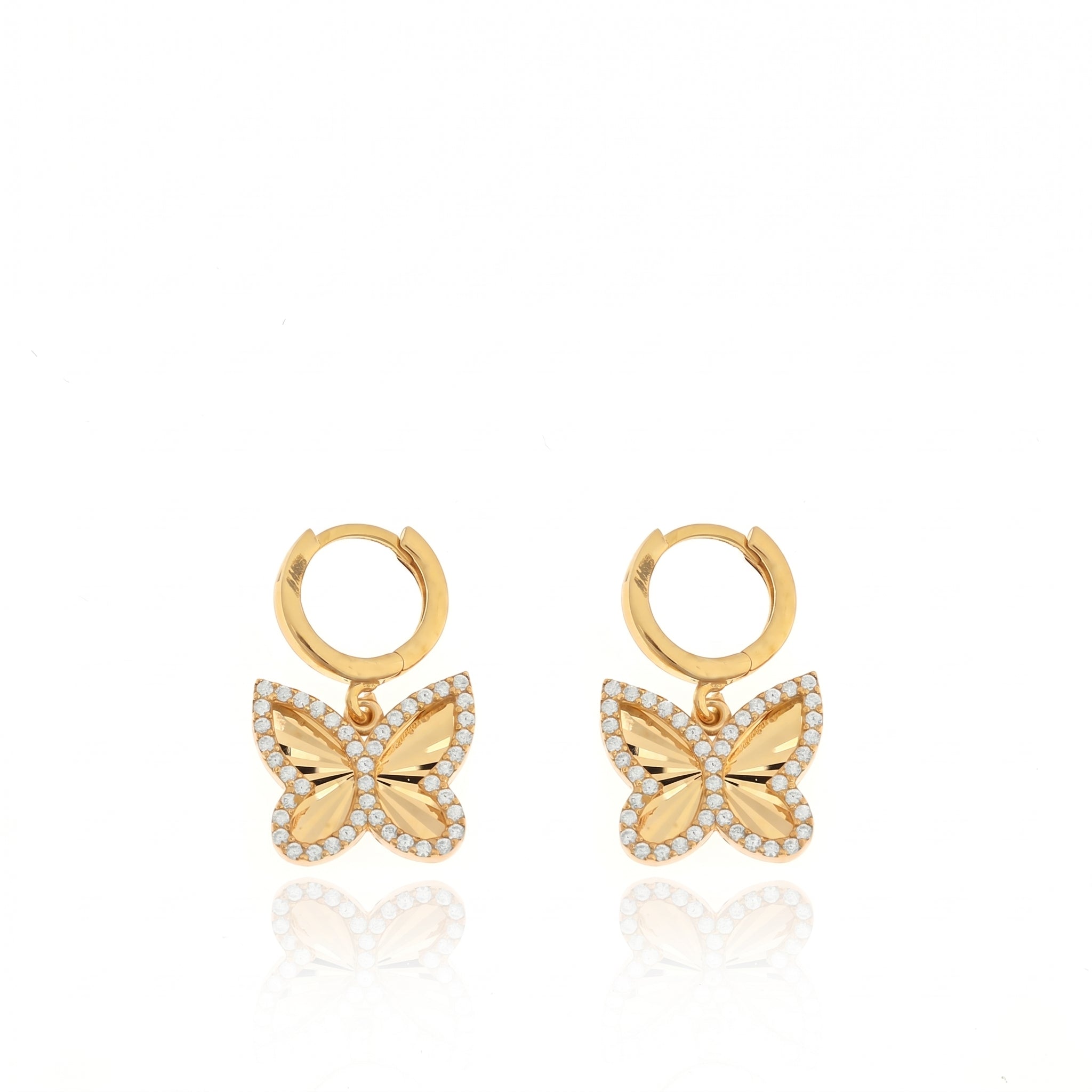 Zirkon Taşlı Gümüş Kelebek Halka Küpe - 925 Ayar Gümüş LuvianaJewelry