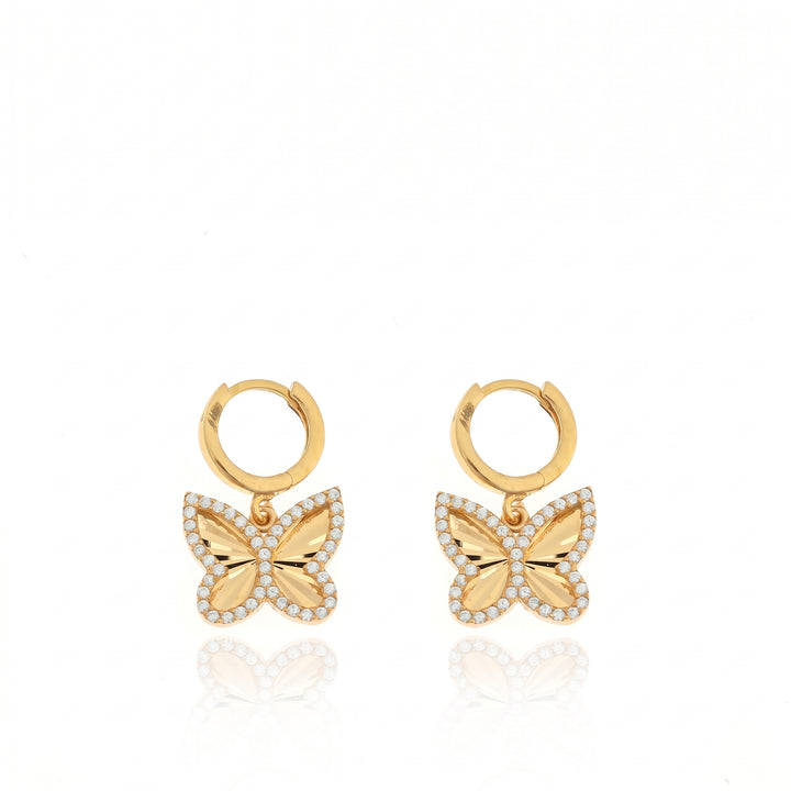 Zirkon Taşlı Gümüş Kelebek Halka Küpe - 925 Ayar Gümüş LuvianaJewelry