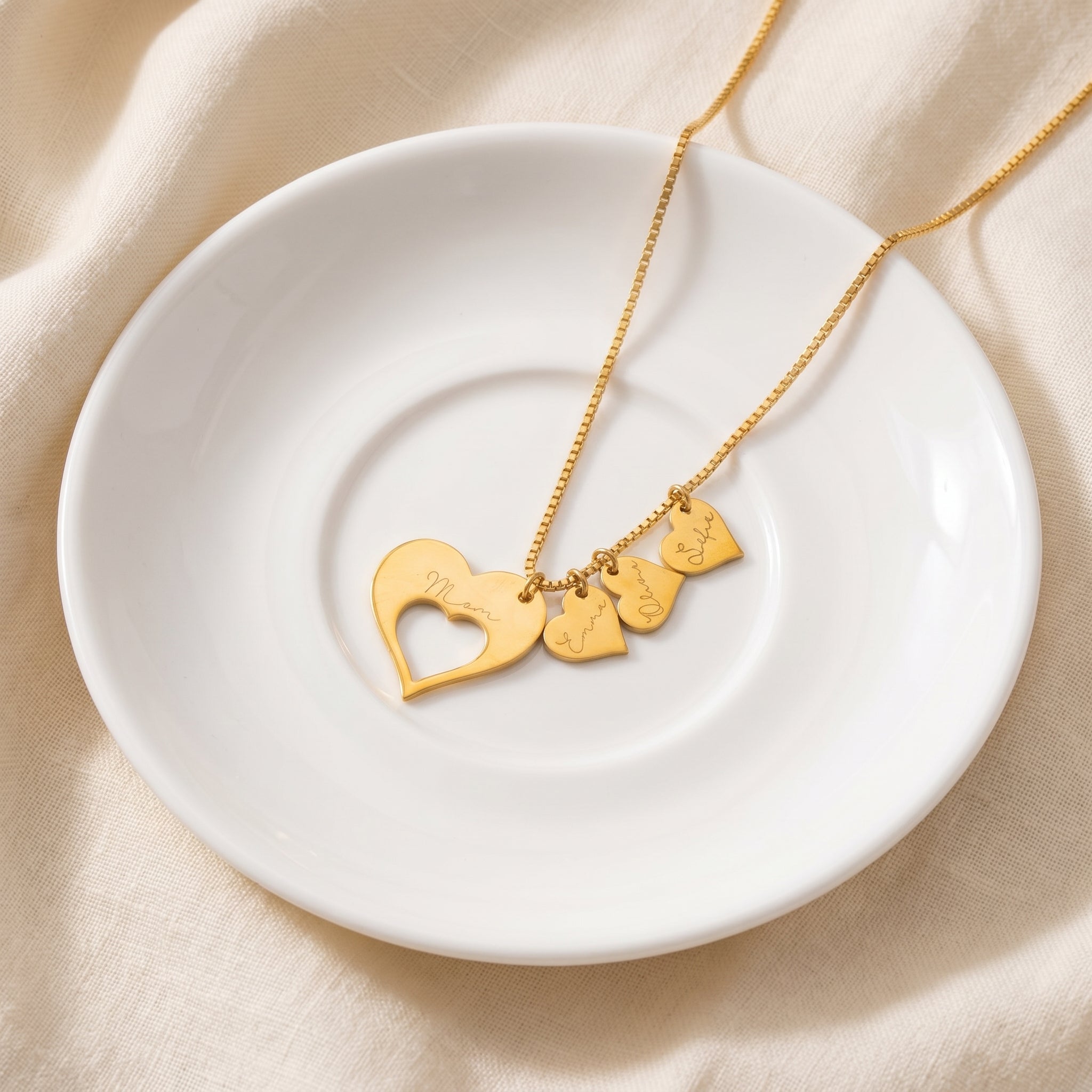 Kişiye Özel Kalpli Anne ve Çocuk İsim Kolyesi LuvianaJewelry