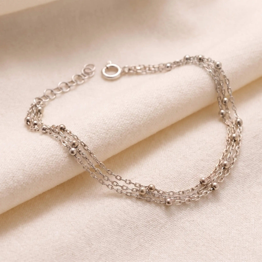 925 Ayar Gümüş Üçlü Toplu Zincir Bileklik - 14 Ayar Altın Kaplama, Rose ve Gümüş LuvianaJewelry