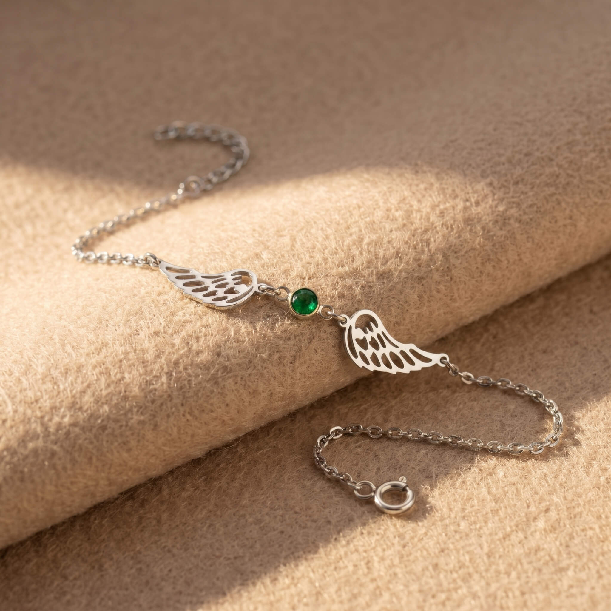 Zirkon Doğum Taşlı Melek Kanadı 925 Ayar Gümüş Bileklik LuvianaJewelry
