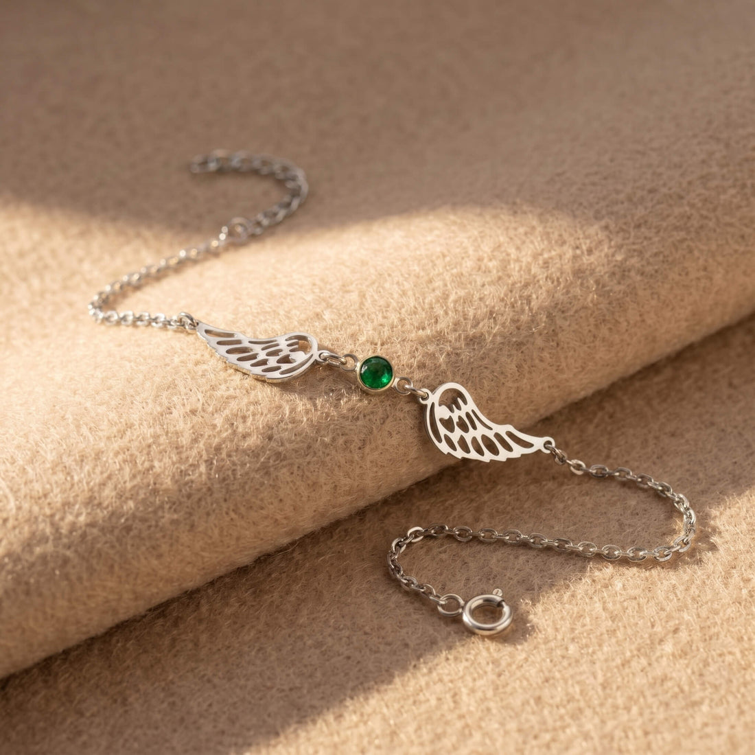 Zirkon Doğum Taşlı Melek Kanadı 925 Ayar Gümüş Bileklik LuvianaJewelry