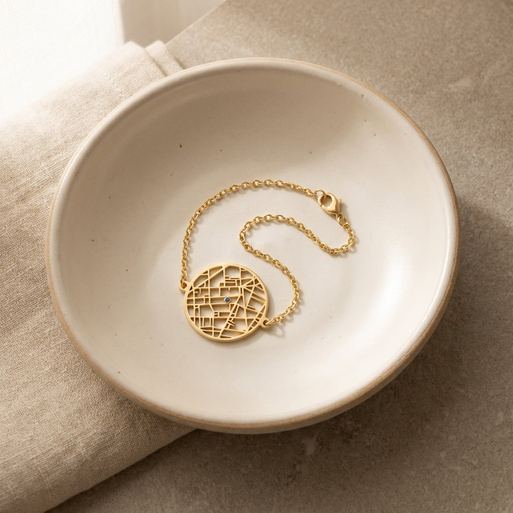 Kişiye Özel Konum - Harita Bileklik LuvianaJewelry
