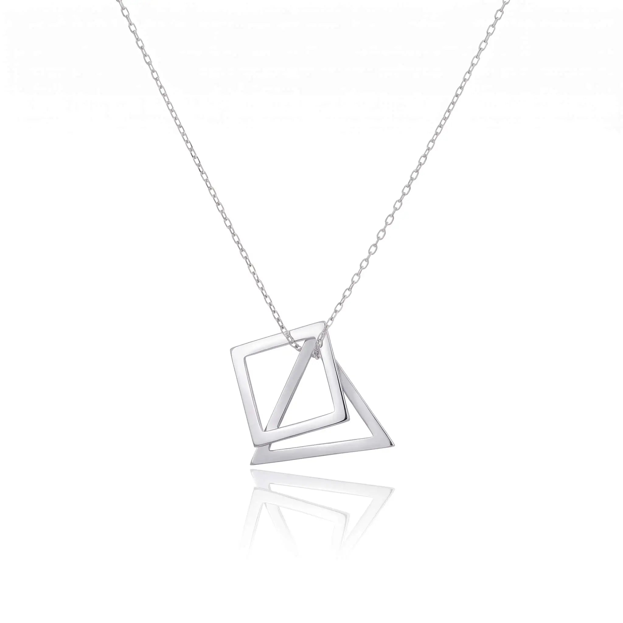 14 Ayar Altın Kaplama Gümüş Kare Üçgen Geometrik Kolye LuvianaJewelry