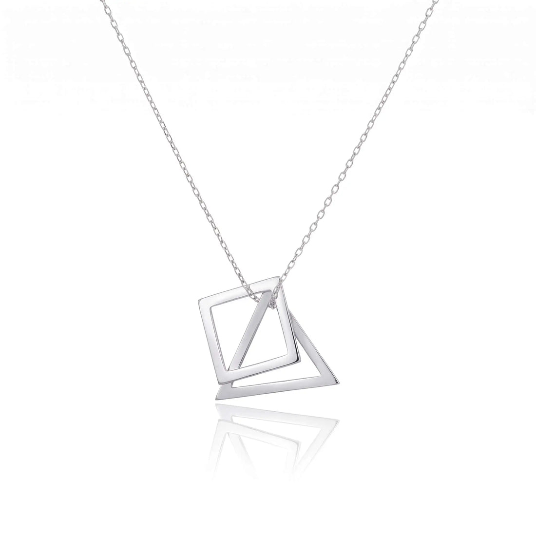 14 Ayar Altın Kaplama Gümüş Kare Üçgen Geometrik Kolye LuvianaJewelry
