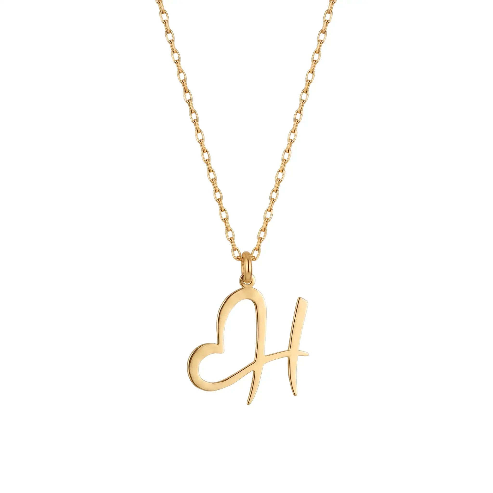 Kalp Detaylı 925 Ayar Gümüş Harf Kolye LuvianaJewelry