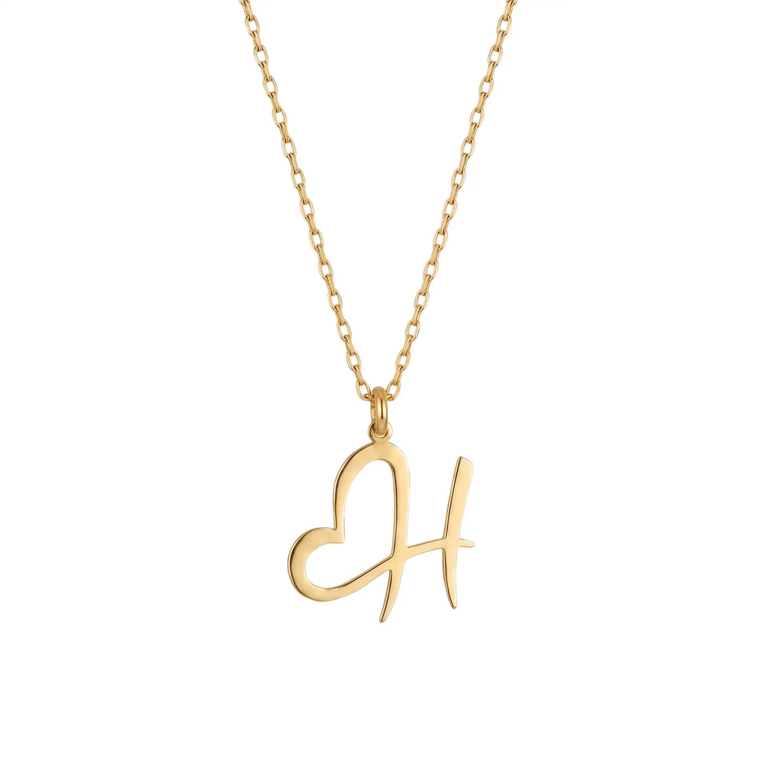 Kalp Detaylı 925 Ayar Gümüş Harf Kolye LuvianaJewelry
