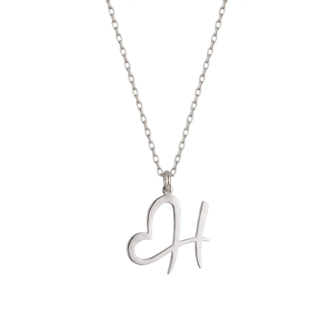 Kalp Detaylı 925 Ayar Gümüş Harf Kolye LuvianaJewelry