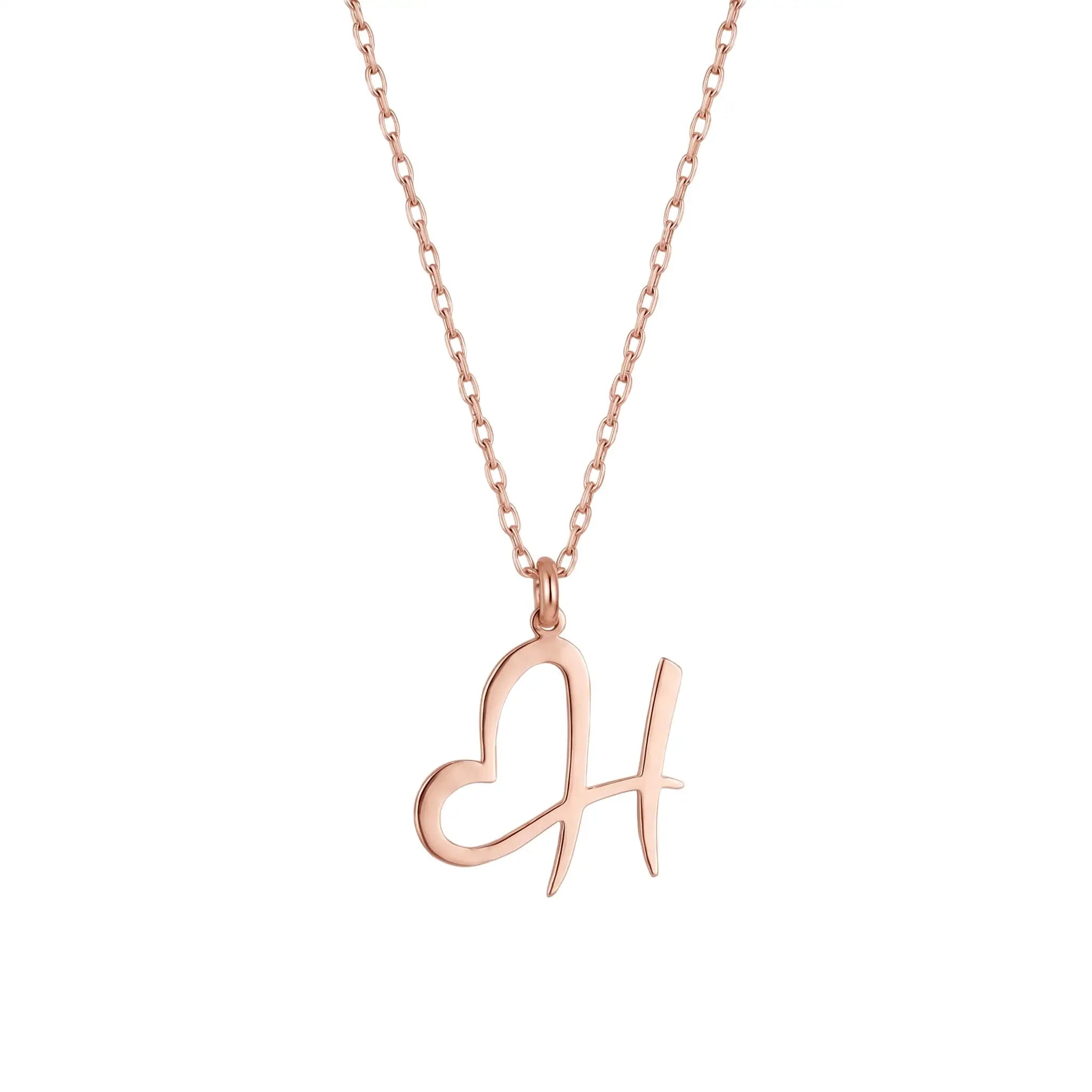 Kalp Detaylı 925 Ayar Gümüş Harf Kolye LuvianaJewelry